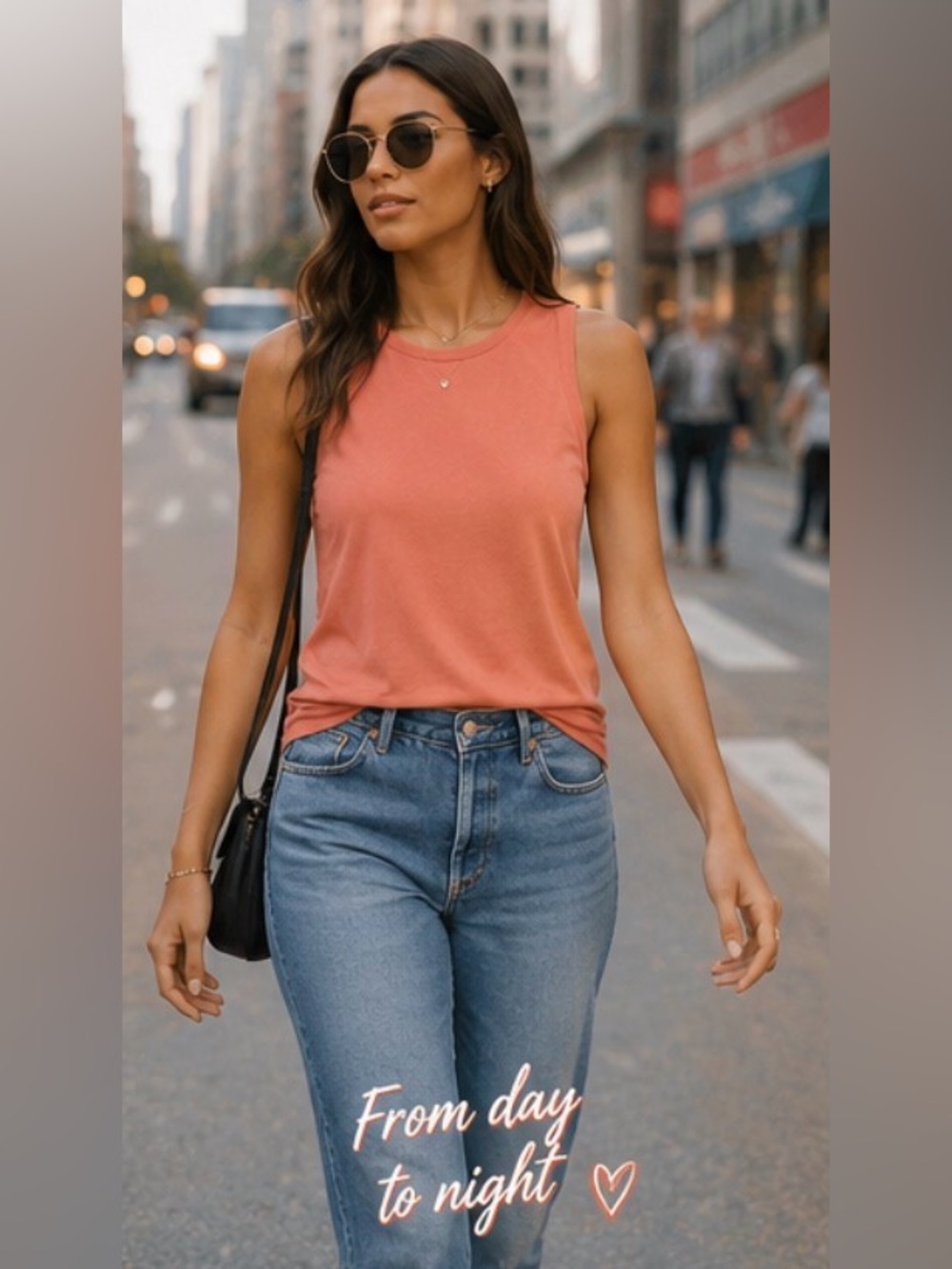 Project Social T LA Sunset Coral Tank “No Stoppin Me” Soft Luxe Tee NEW